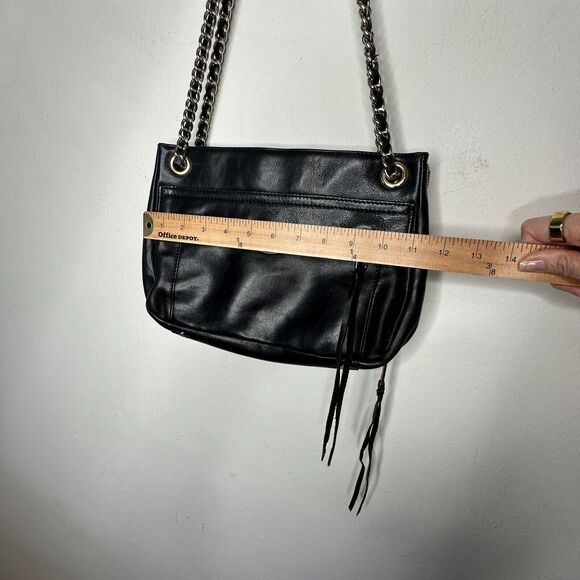 Rebecca Minkoff Black Leather Shoulder Bag Purse with Gold Hardware Chain Strap - Picture 8 of 16